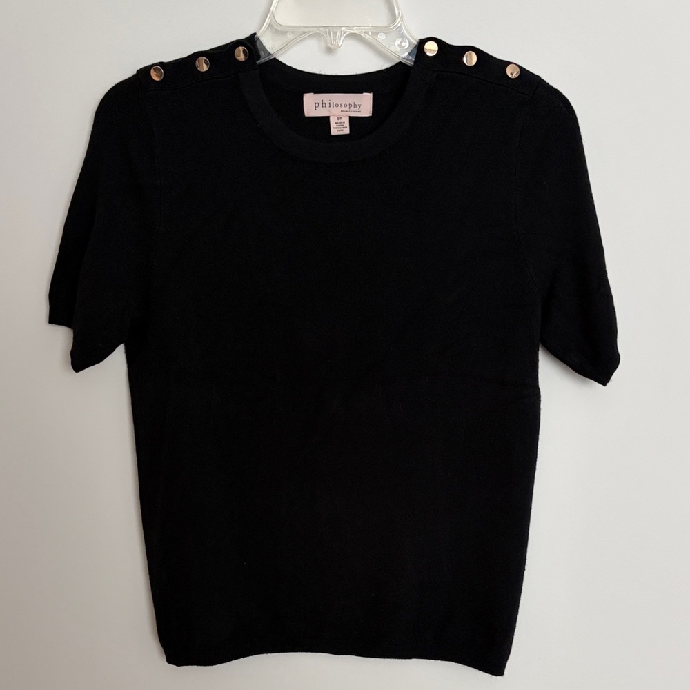 Philosophy Black Sweater with Gold Button Accents